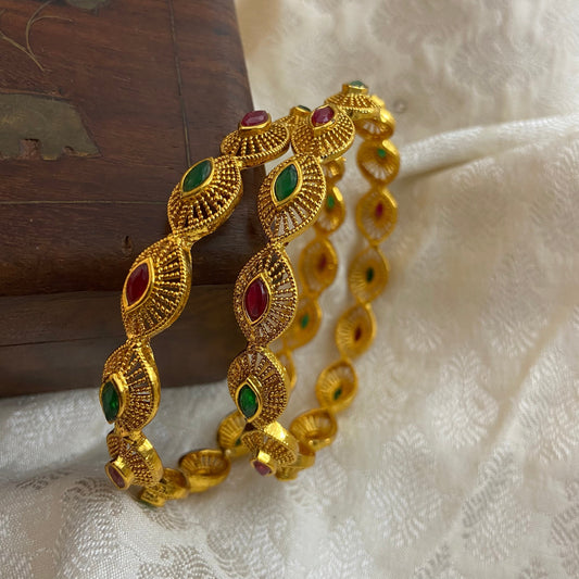 Multicoloured stone Antique Bangle