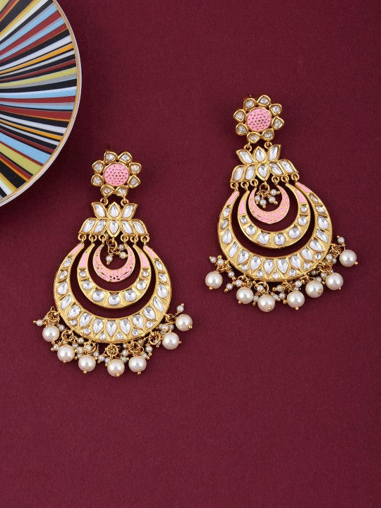 Gold-Plated Kundan Polki Enamelled Choker Necklace Set