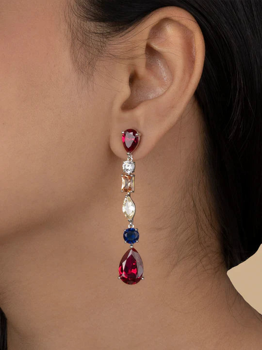 Multicolor Silver Plated Faux Diamond Necklace Set