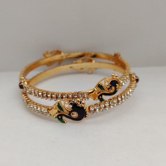 White Stones Peacock Twin Bangles B111 | Sunu's Fashions