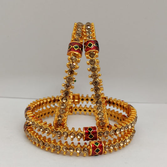 White Stone Bangle Set B110 | Sunu's Fashions