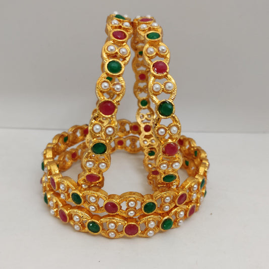 Multicolored Stone Bangle Set B115 | Sunu's Fashions