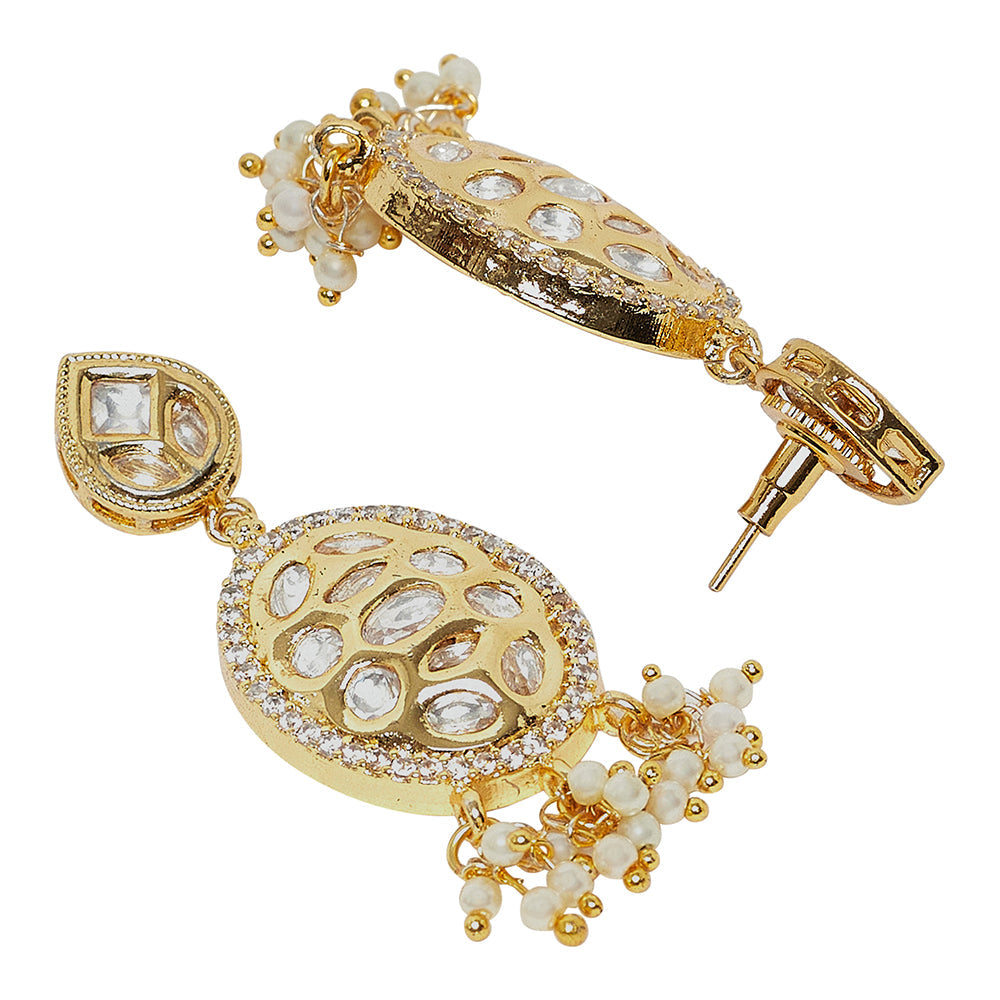 Faux Kundan and Pearls Embellished Gold Plated Traditional Jewellery Set