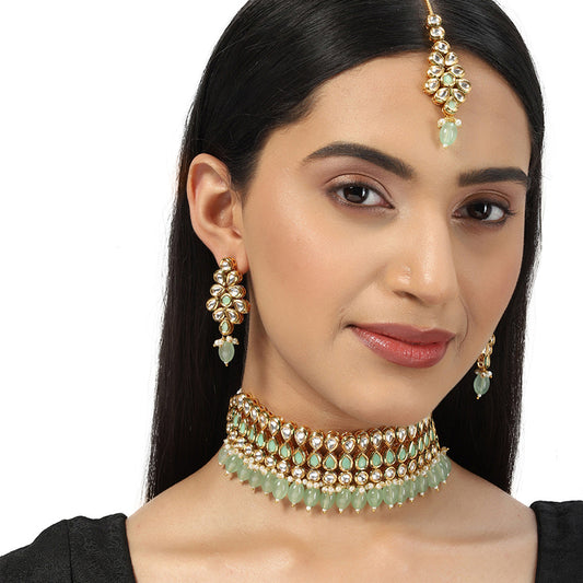 Kundan Gold Plated Choker Necklace Set