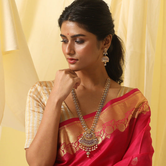 Antique Long Necklace Set With Free Earring