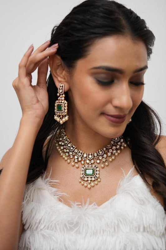 New Polki Moissanite Necklace Set