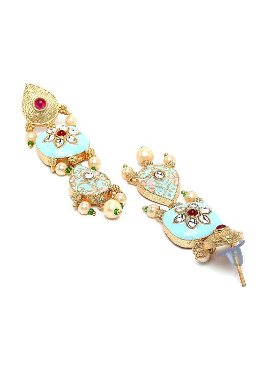 Gold-Plated Kundan-Studded & Beaded Jewellery Set