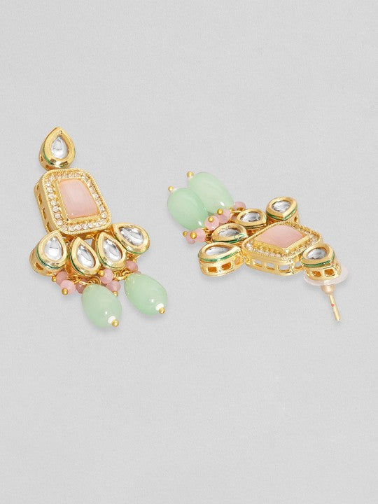 Gold-Plated Kundan Studded & Beaded Jewellery Set