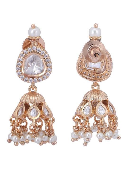 Gold-Plated Kundan Stone Studded Necklace & Earrings