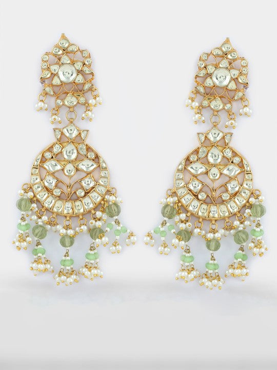 Gold-Plated Kundan-Studded & Pearl-Beaded Jewellery Set