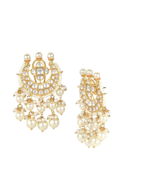 Gold-Plated White Kundan-Studded Jewellery Set