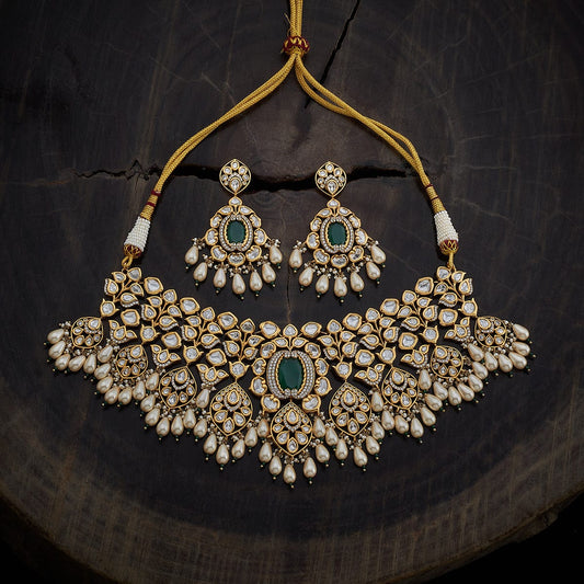 Kundan Polki Necklace Color Green Polish Victorian