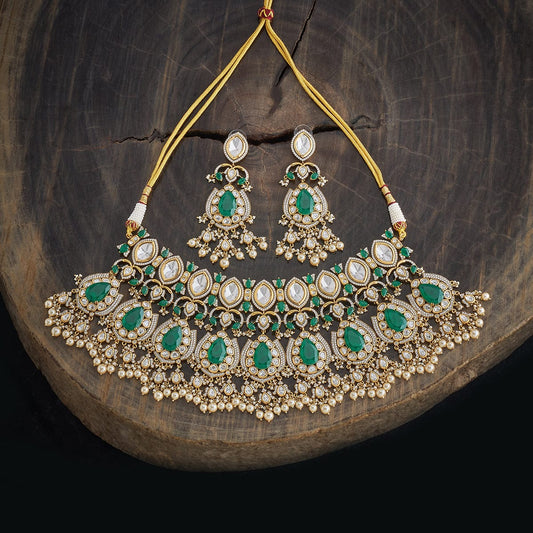 Kundan Polki Necklace Color Green Polish Victorian