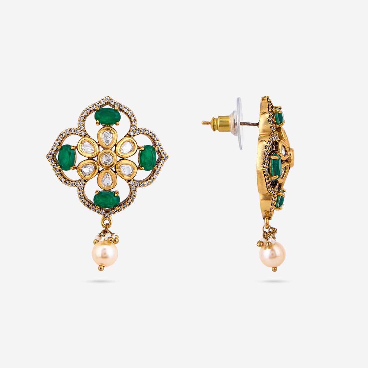 Kundan Polki Necklace Color Green Polish Victorian