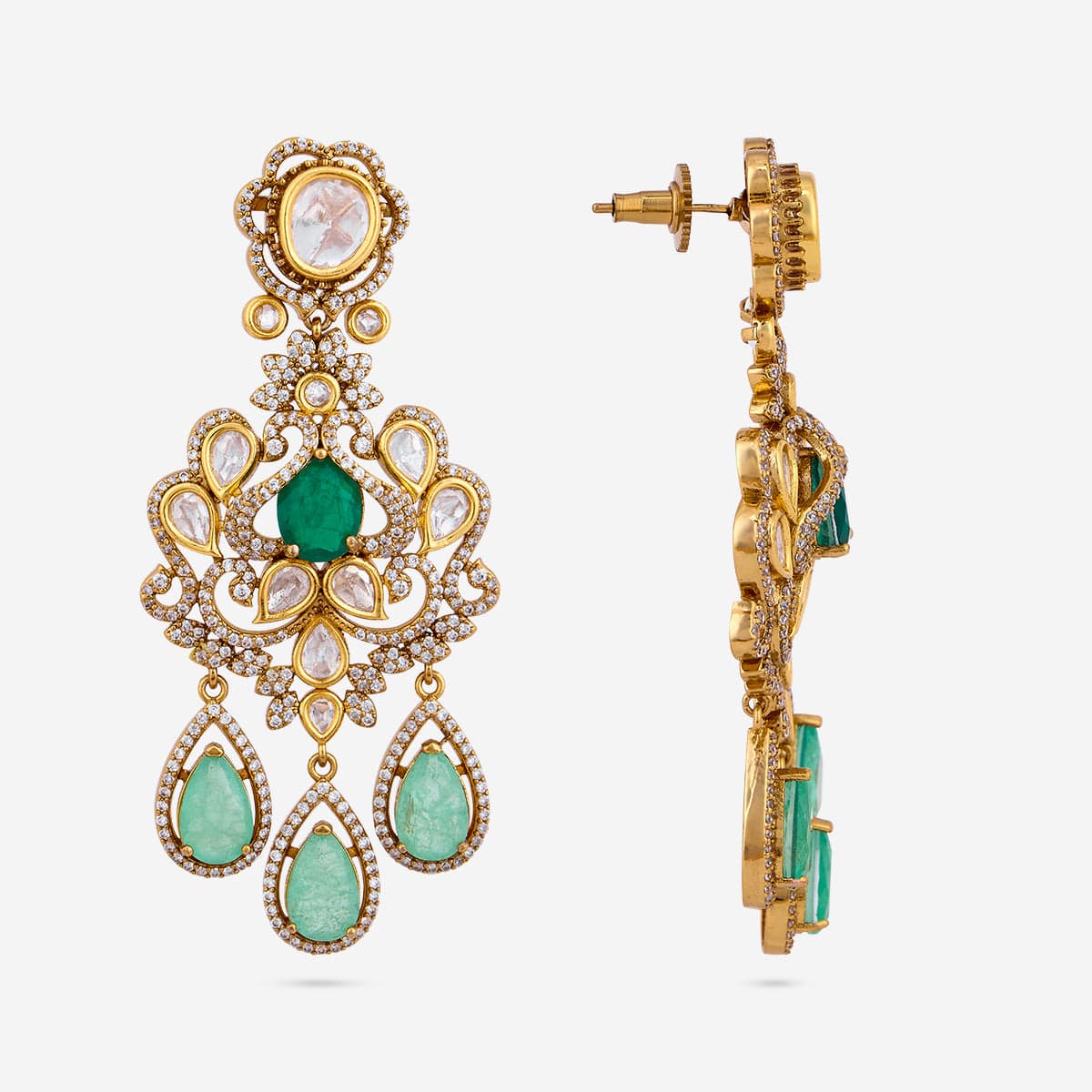 Kundan Polki Necklace Color Green Polish Victorian