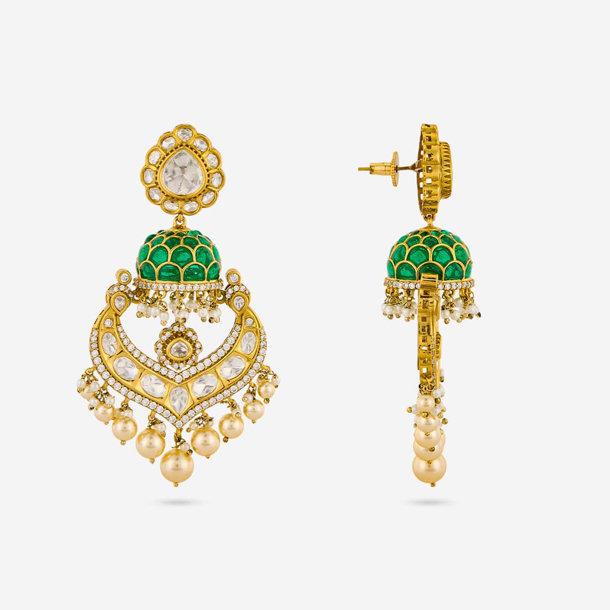 Kundan Polki Necklace Color Green Polish Victorian