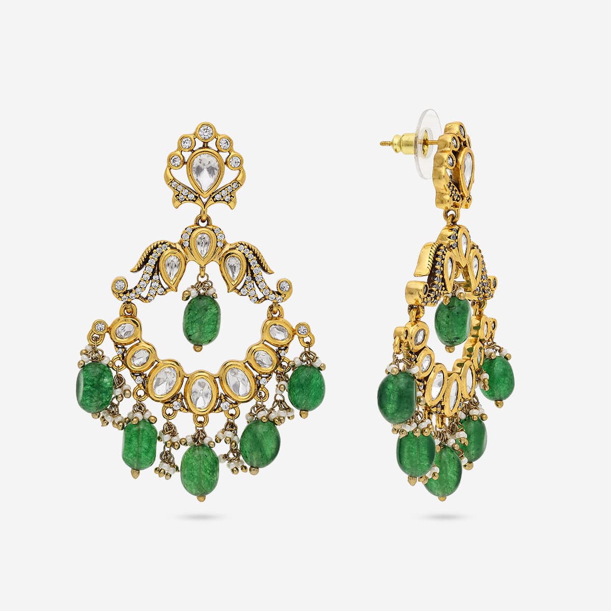 Kundan Polki Necklace Color Green Polish Victorian