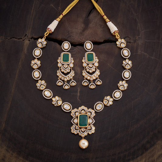 Kundan Necklace green and ruby stones