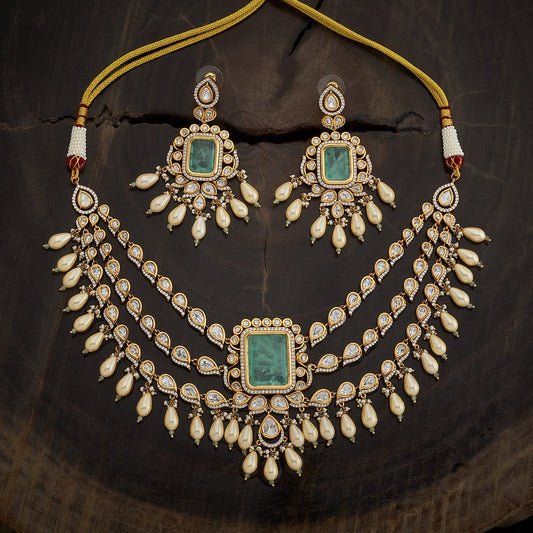 Kundan Polki Necklace Color Green Polish Victorian