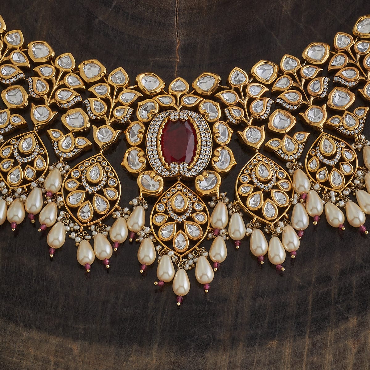 Kundan Polki Necklace Color Green Polish Victorian