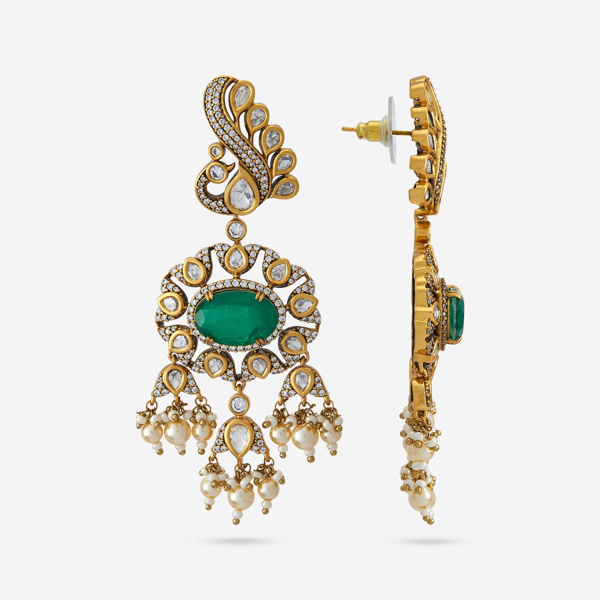 Kundan Polki Necklace Color Green Polish Victorian