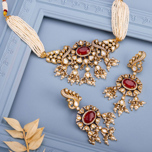 Kundan Polki Necklace Color Green Polish Victorian