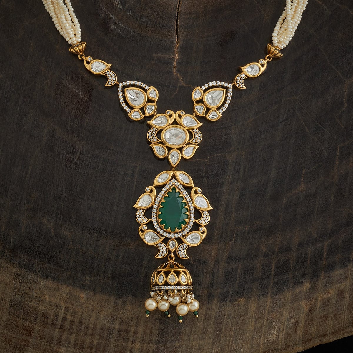 Kundan Polki Necklace Color Green Polish Victorian