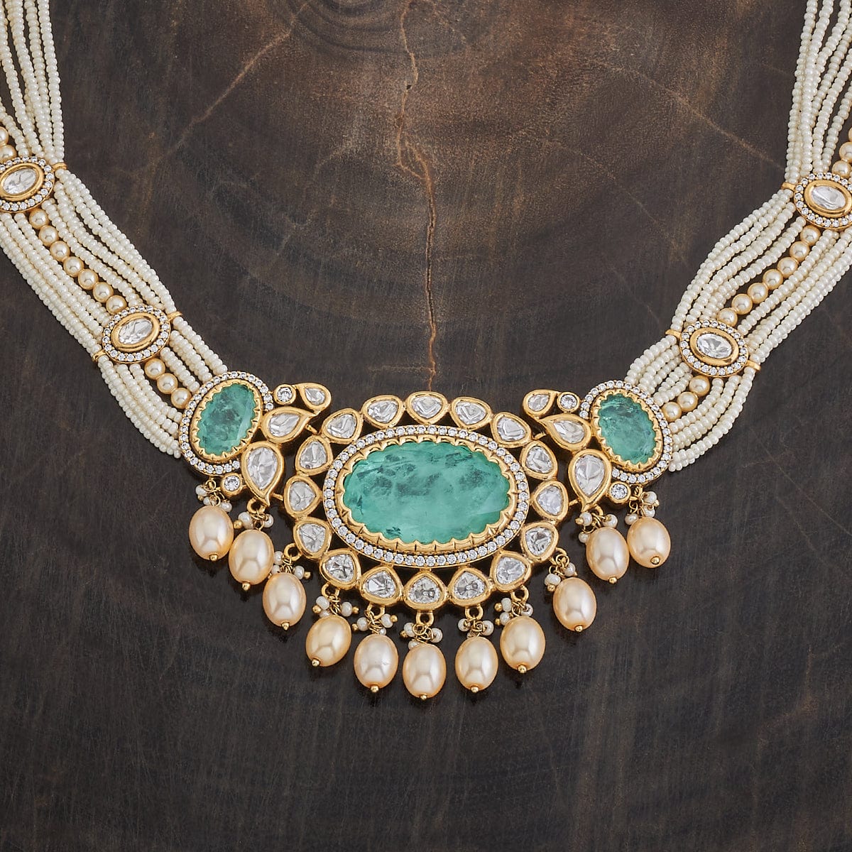 Kundan Polki Necklace Color Green Polish Victorian