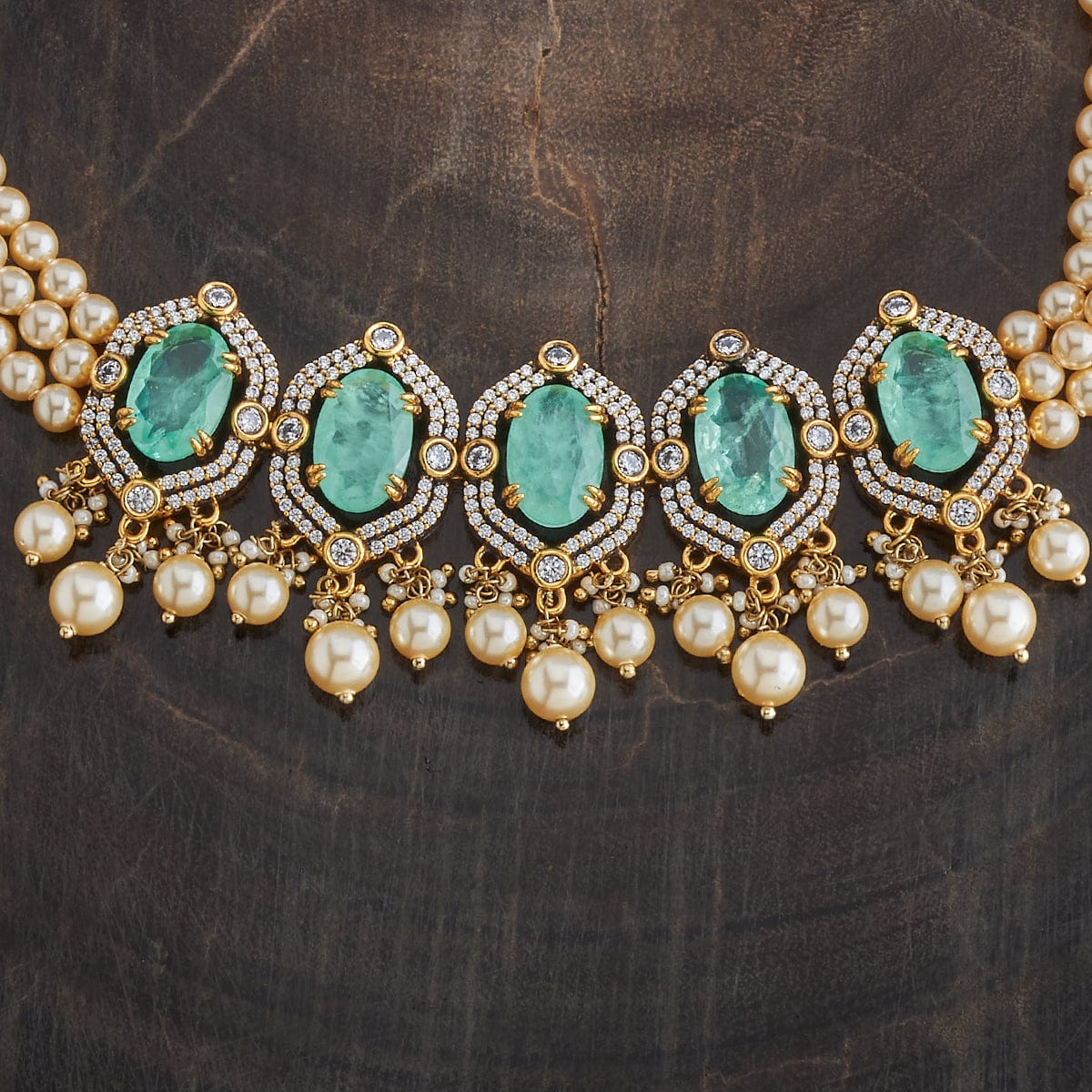 Kundan Polki Necklace Color Green Polish Victorian