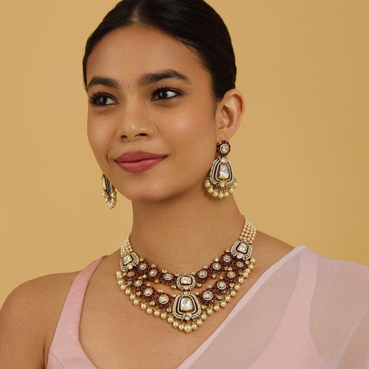 Kundan Polki Necklace Color Green Polish Victorian