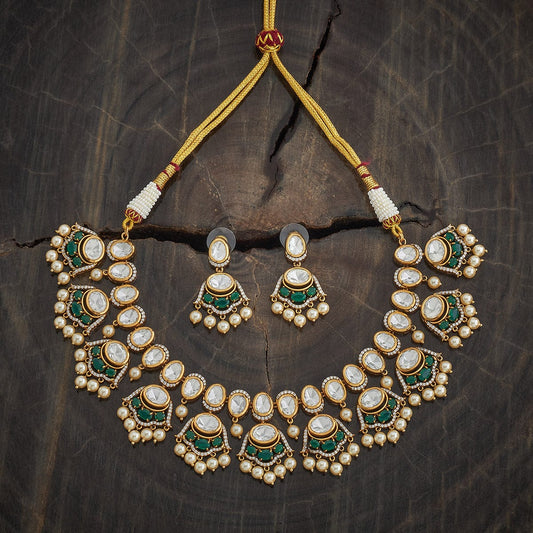Kundan Polki Necklace Color Green Polish Victorian