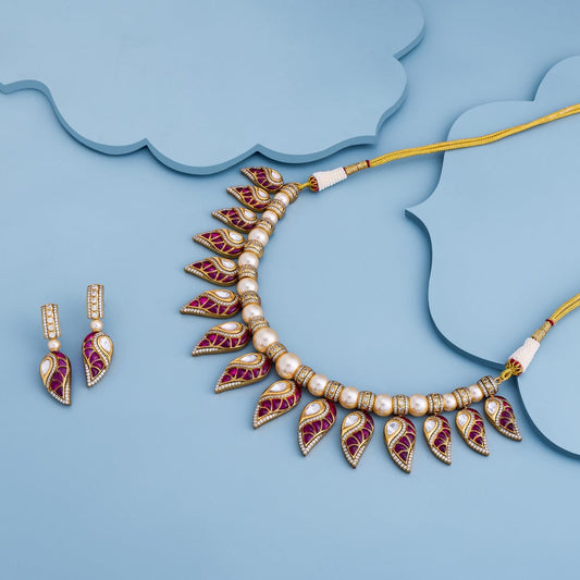 Kundan Polki Necklace Color Green Polish Victorian