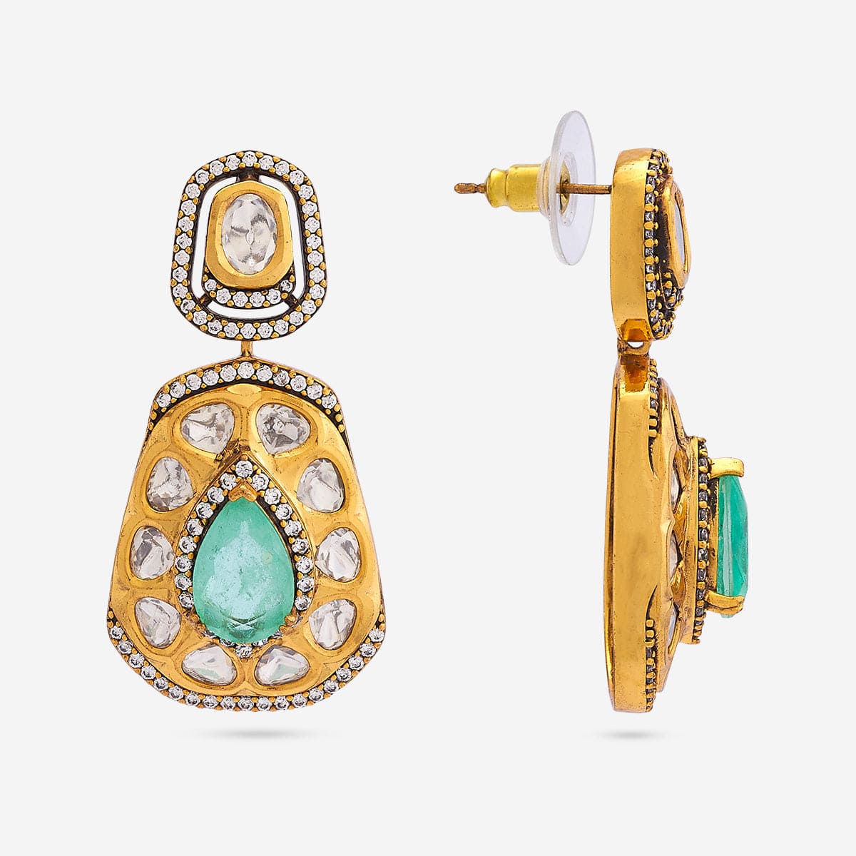 Kundan Polki Necklace Color Green Polish Victorian