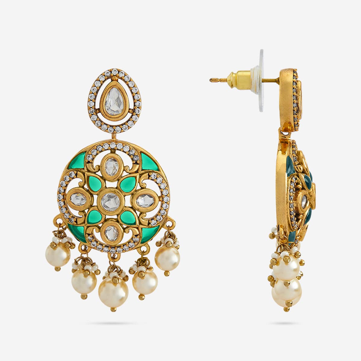 Kundan Polki Necklace Color Green Polish Victorian