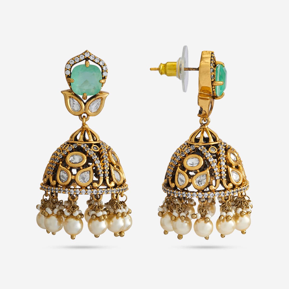 Kundan Polki Necklace Color Green Polish Victorian