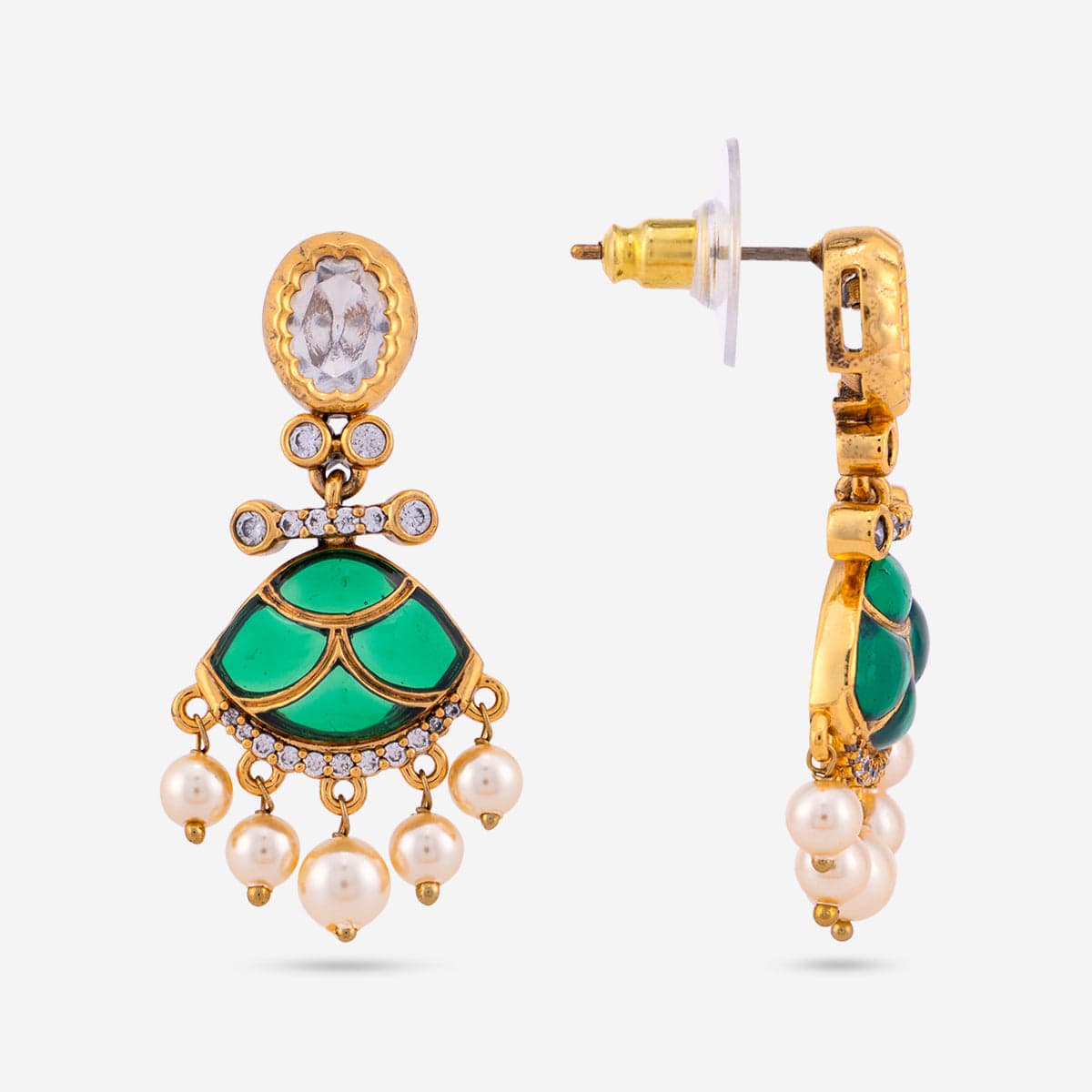 Kundan Polki Necklace Color Green Polish Victorian