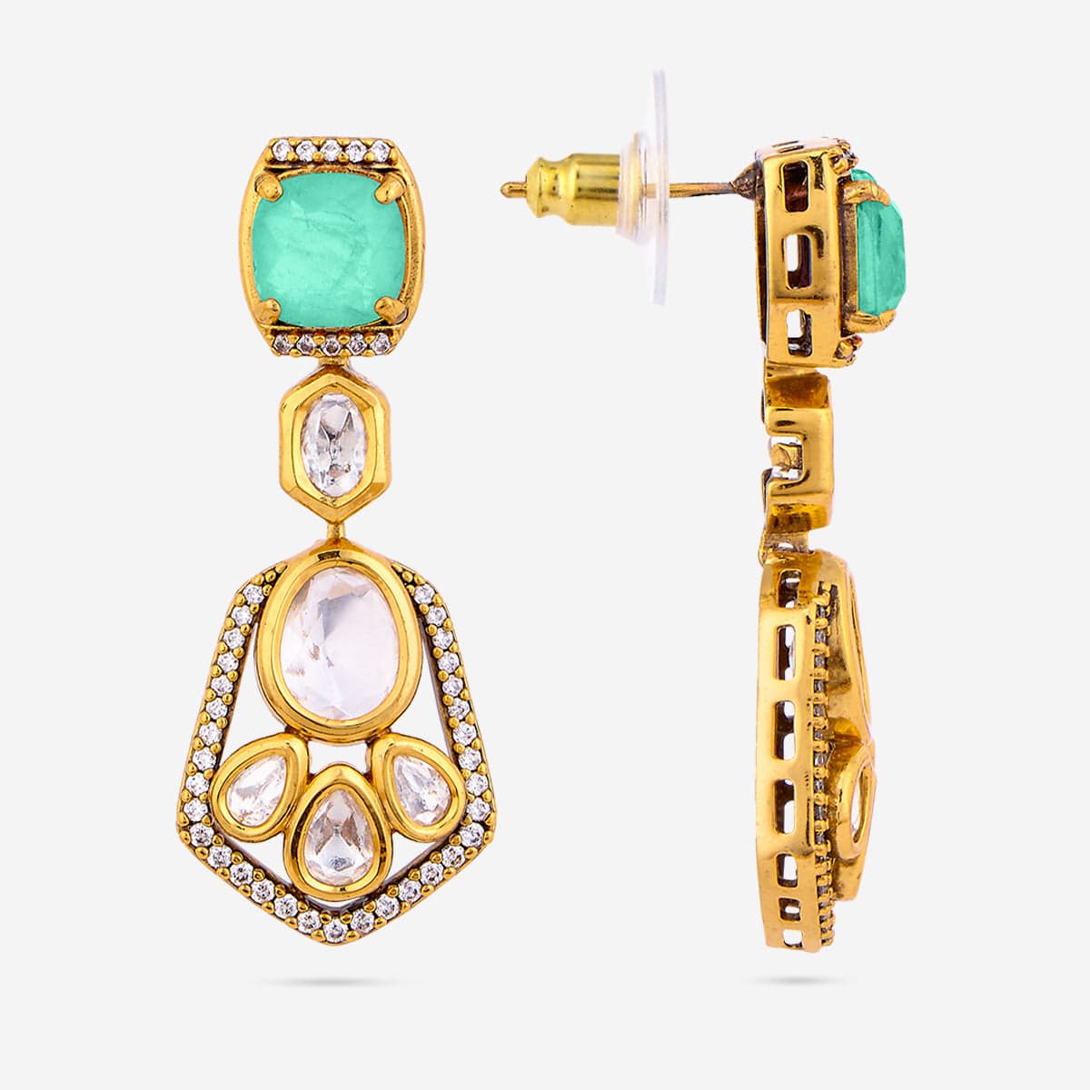 Kundan Polki Necklace Color Green Polish Victorian