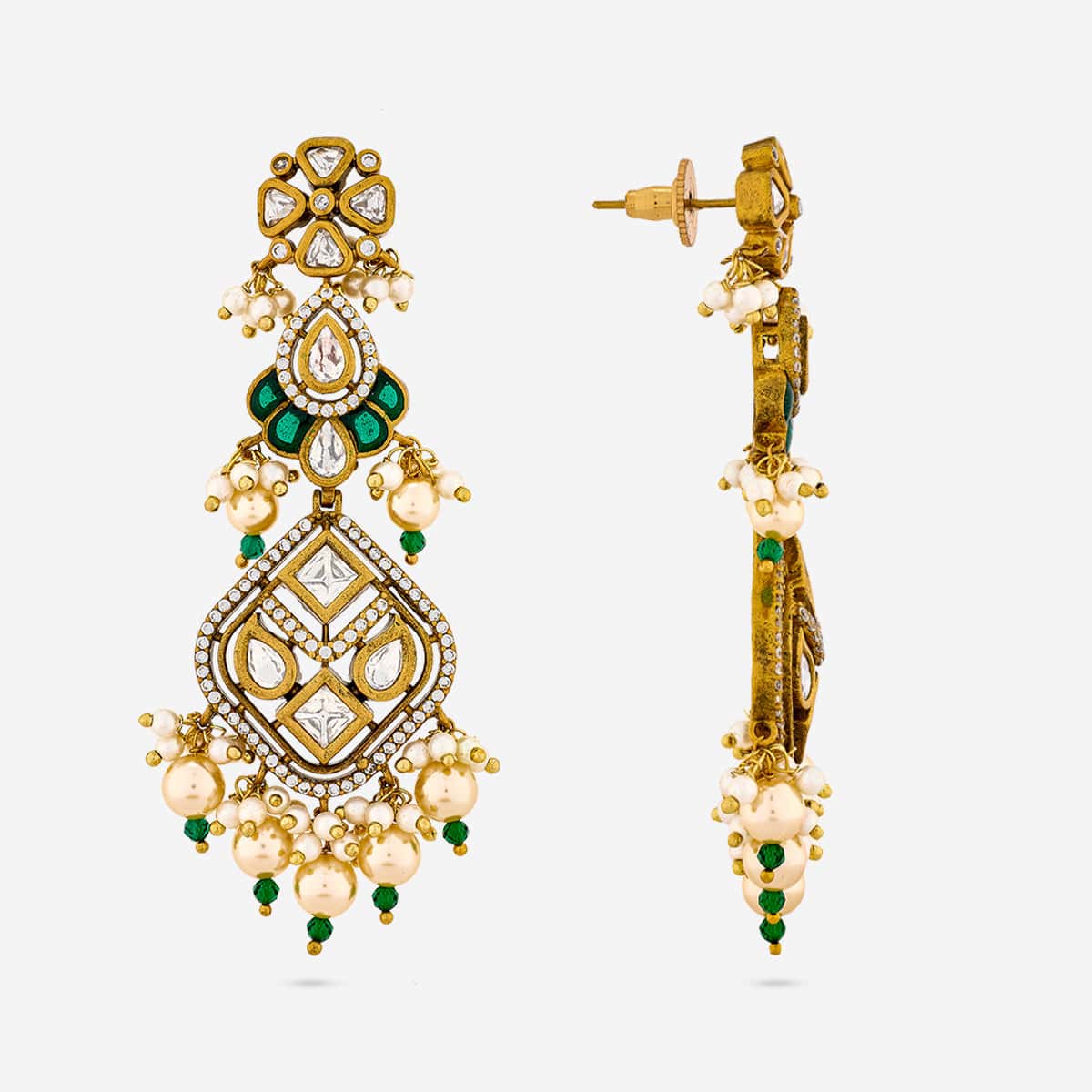 Kundan Polki Necklace Color Green Polish Victorian