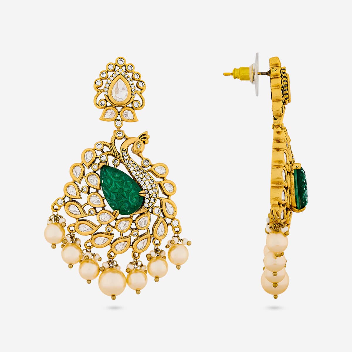 Kundan Polki Necklace Color Green Polish Victorian