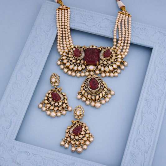 Kundan Polki Necklace Color Green Polish Victorian