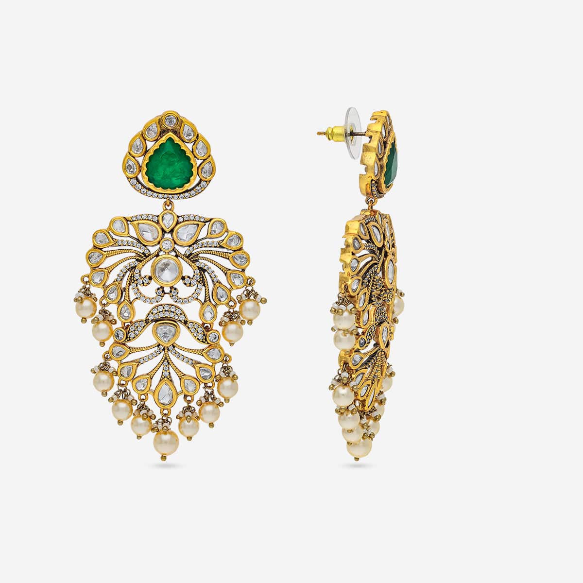 Kundan Polki Necklace Color Green Polish Victorian