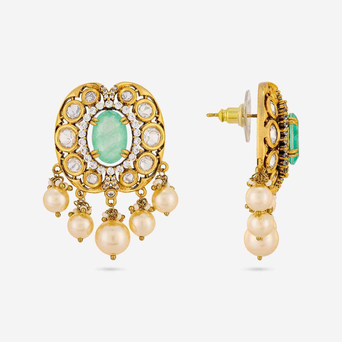 Kundan Polki Necklace Color Mint Polish Victorian