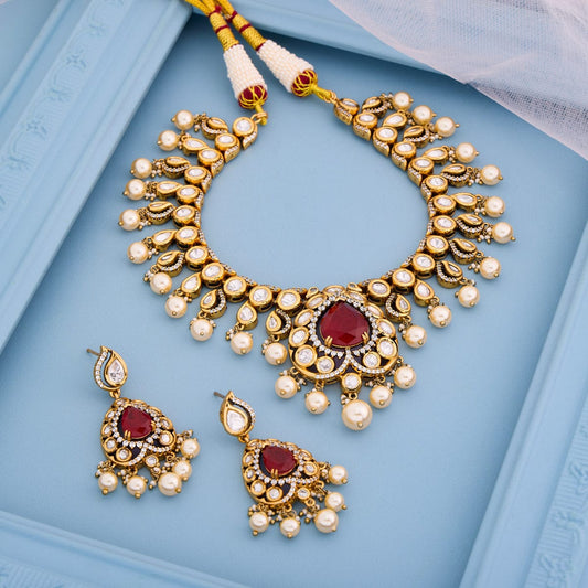 Kundan Polki Necklace Color Mint Polish Victorian
