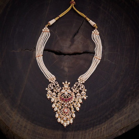 Kundan Polki Necklace Color Ruby Polish Gold