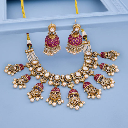 Kundan Polki Necklace Color Ruby Polish Victorian