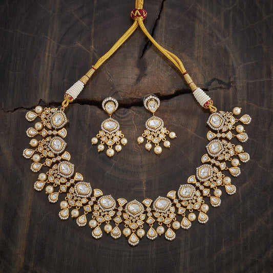 Kundan Polki Necklace Color White Polish Victorian