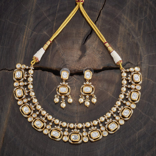 Kundan Polki Necklace Color White Polish Victorian