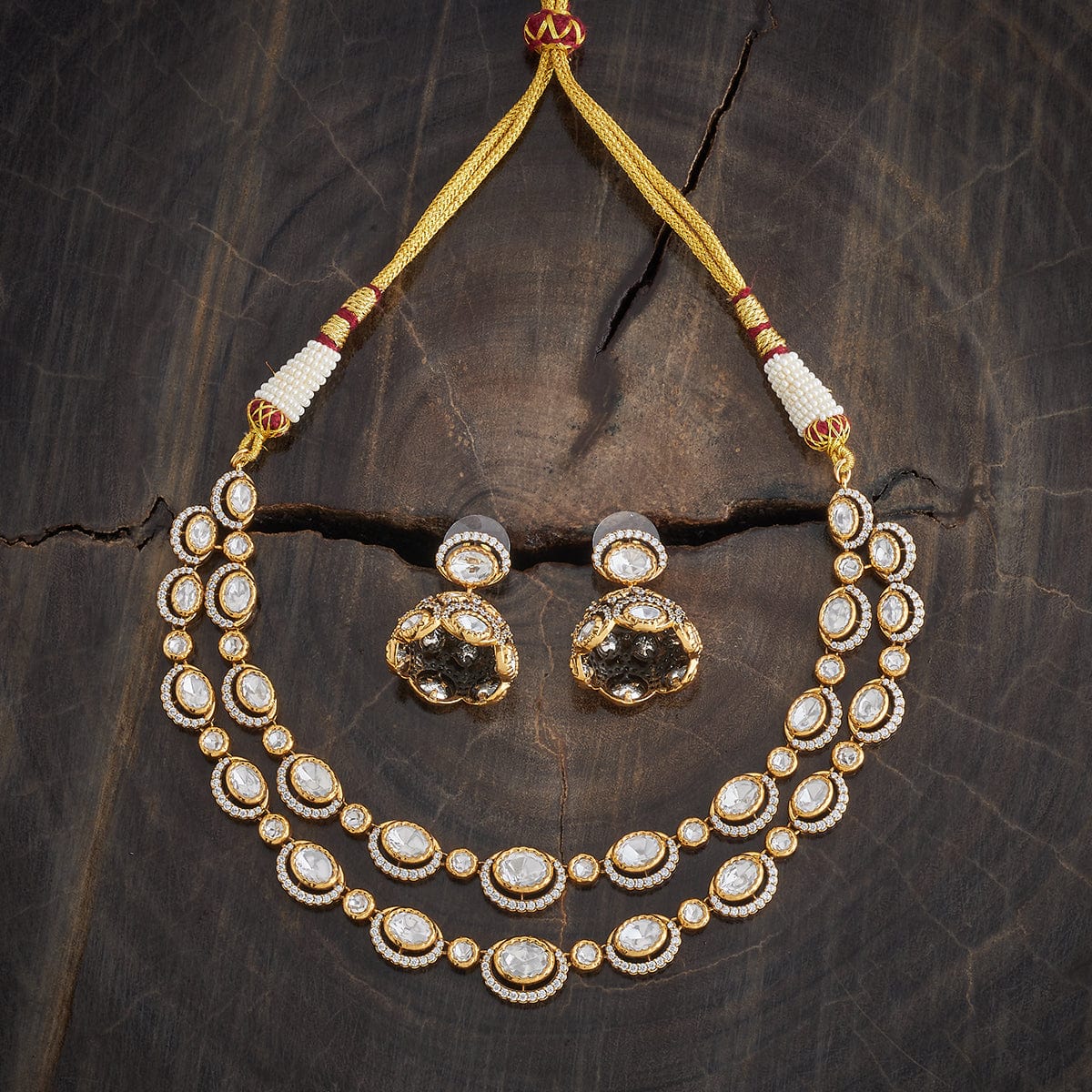 Kundan Polki Necklace Color White Polish Victorian