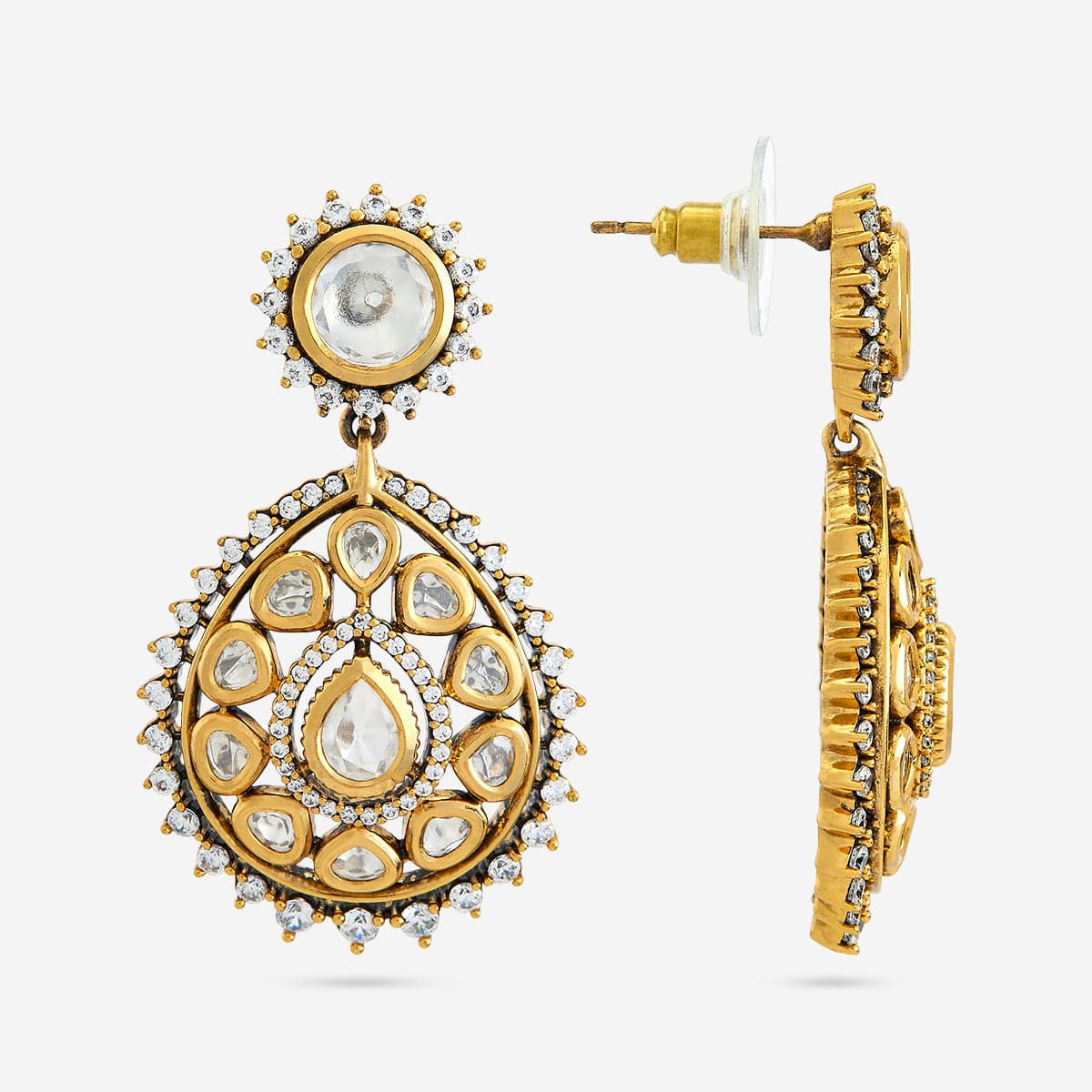 Kundan Polki Necklace Color White Polish Victorian