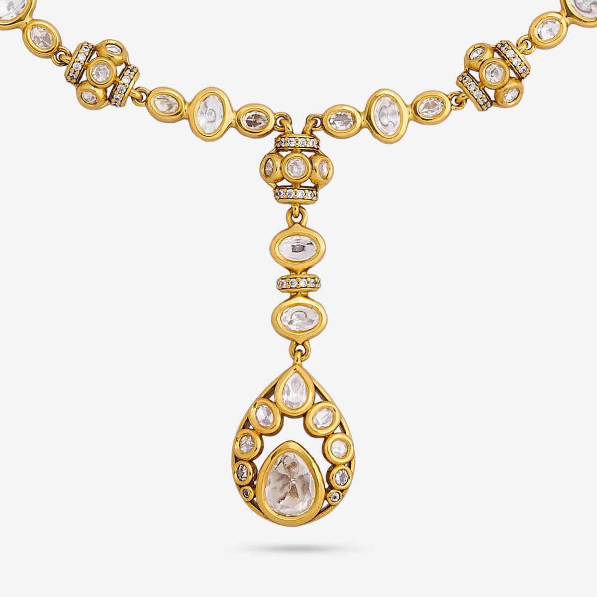 Kundan Polki Necklace Color White Polish Victorian